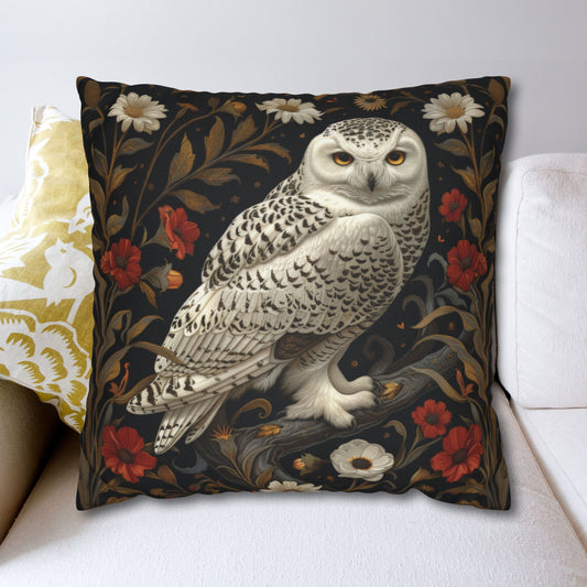 Snow Owl Winter Botanicals Home Decor Pillowcase