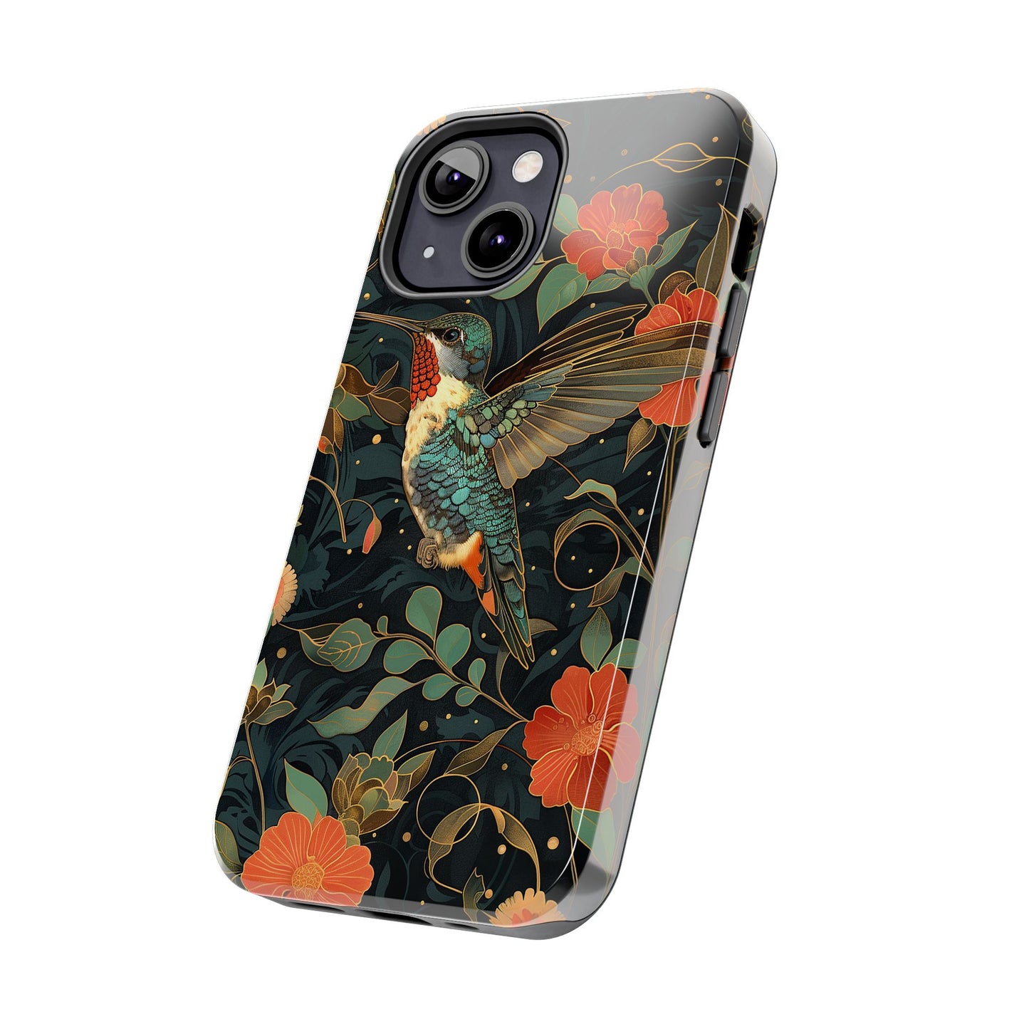 Art Deco Hummingbird Print in The Style of William Morris iPhone Tough Case