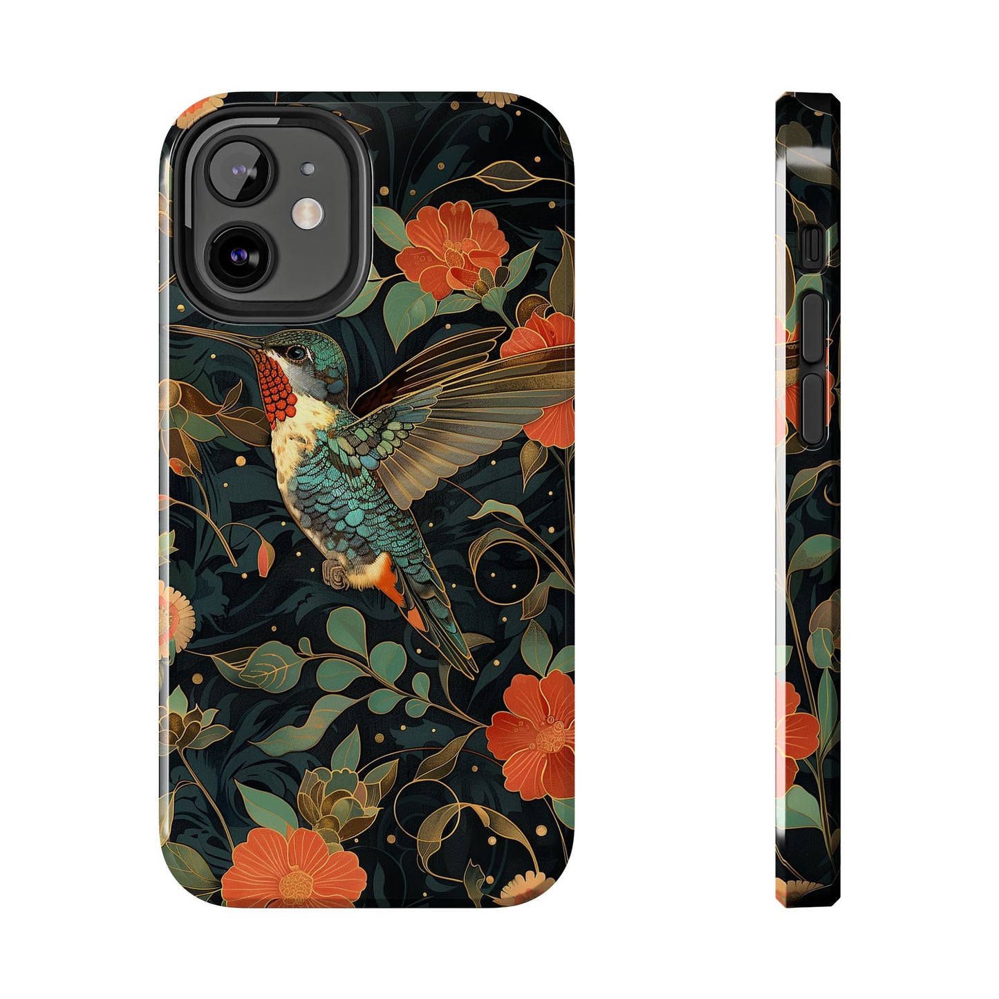 Art Deco Hummingbird Print in The Style of William Morris iPhone Tough Case