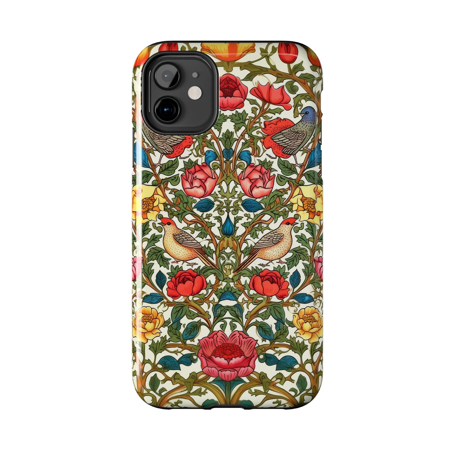 Vintage Pattern Rose And Bird in The Style of William Morris iPhone Tough Case