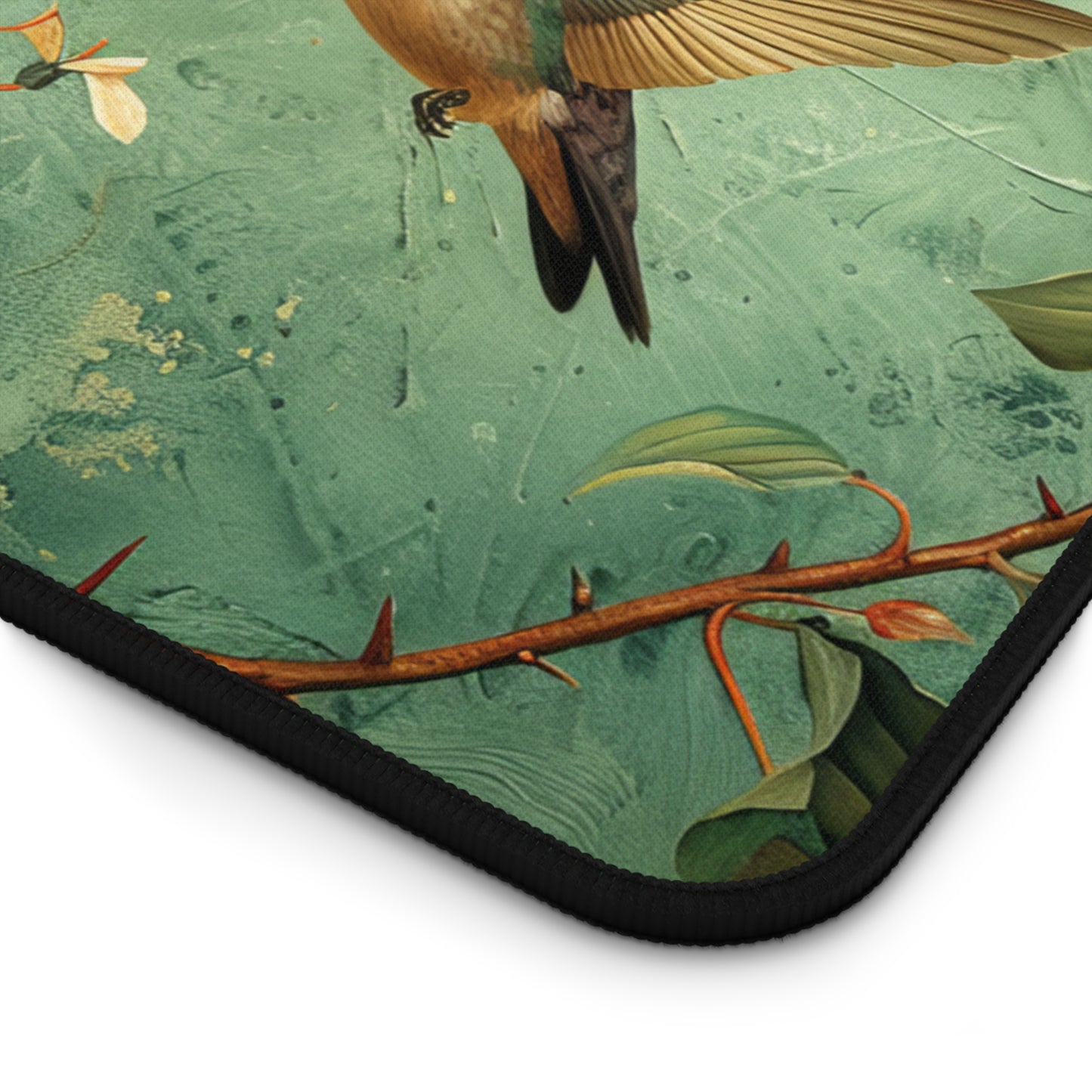 William Morris Inspired Hummingbirds Desk Mat Art Nouveau Bird Desk Mat Office Decor Gift