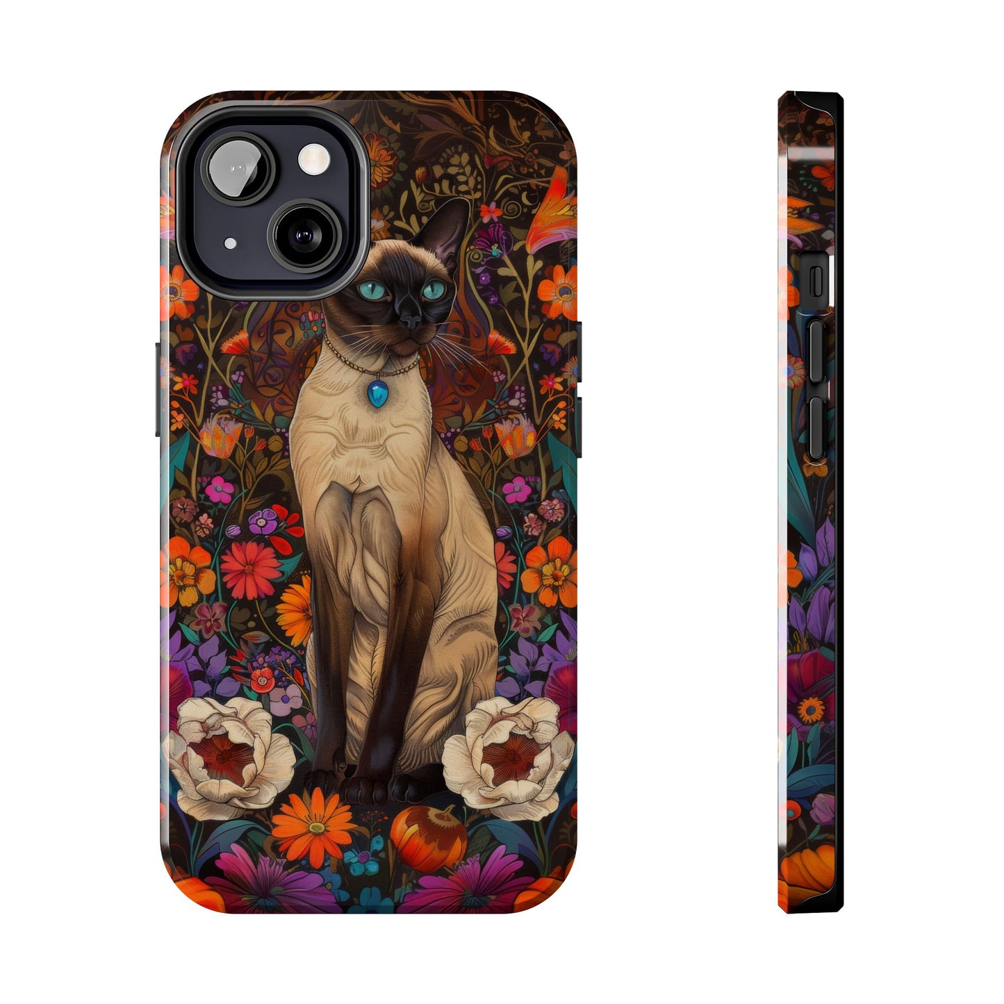 Art Deco Siamese Cat In The Style of William Morris iPhone Tough Case