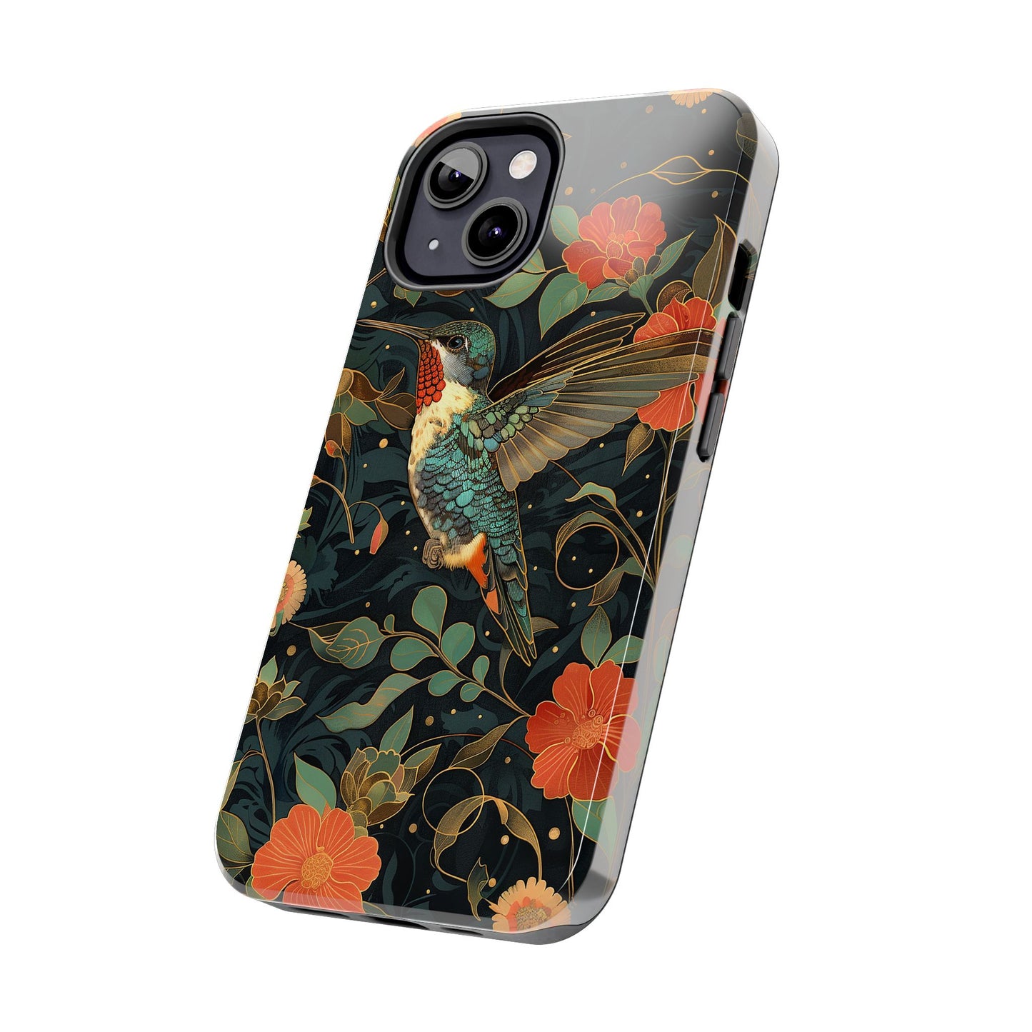 Art Deco Hummingbird Print in The Style of William Morris iPhone Tough Case