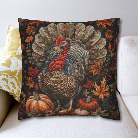 Thanksgiving Turkey Pillowcase: William Morris Inspired Fall Decor