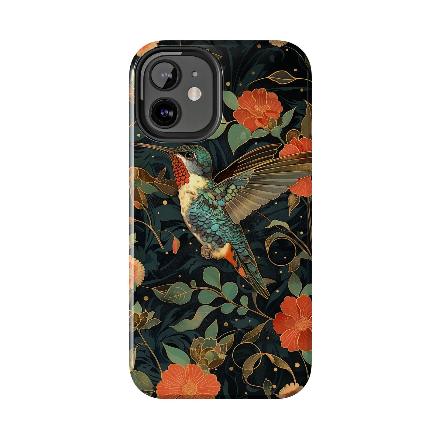 Art Deco Hummingbird Print in The Style of William Morris iPhone Tough Case