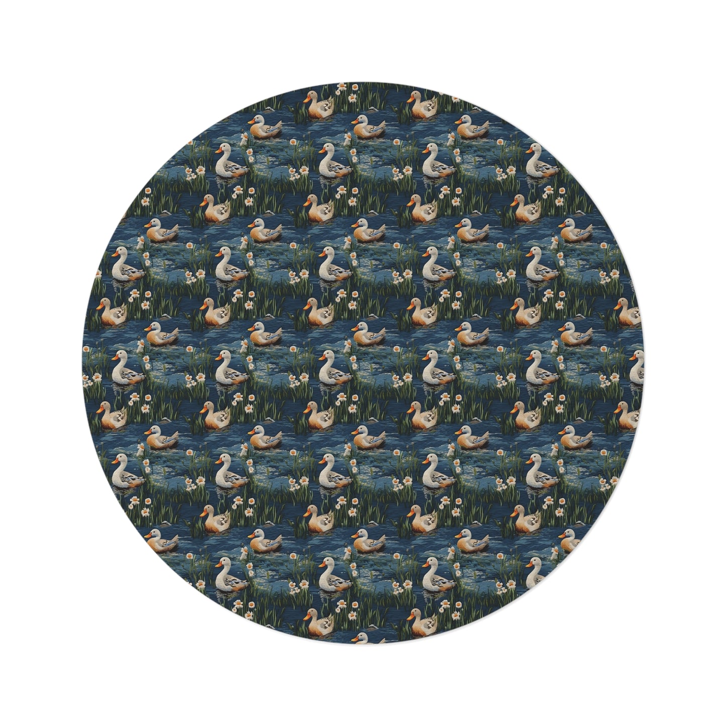 Woodland Ducks Embroidery Pattern Round Area Rug