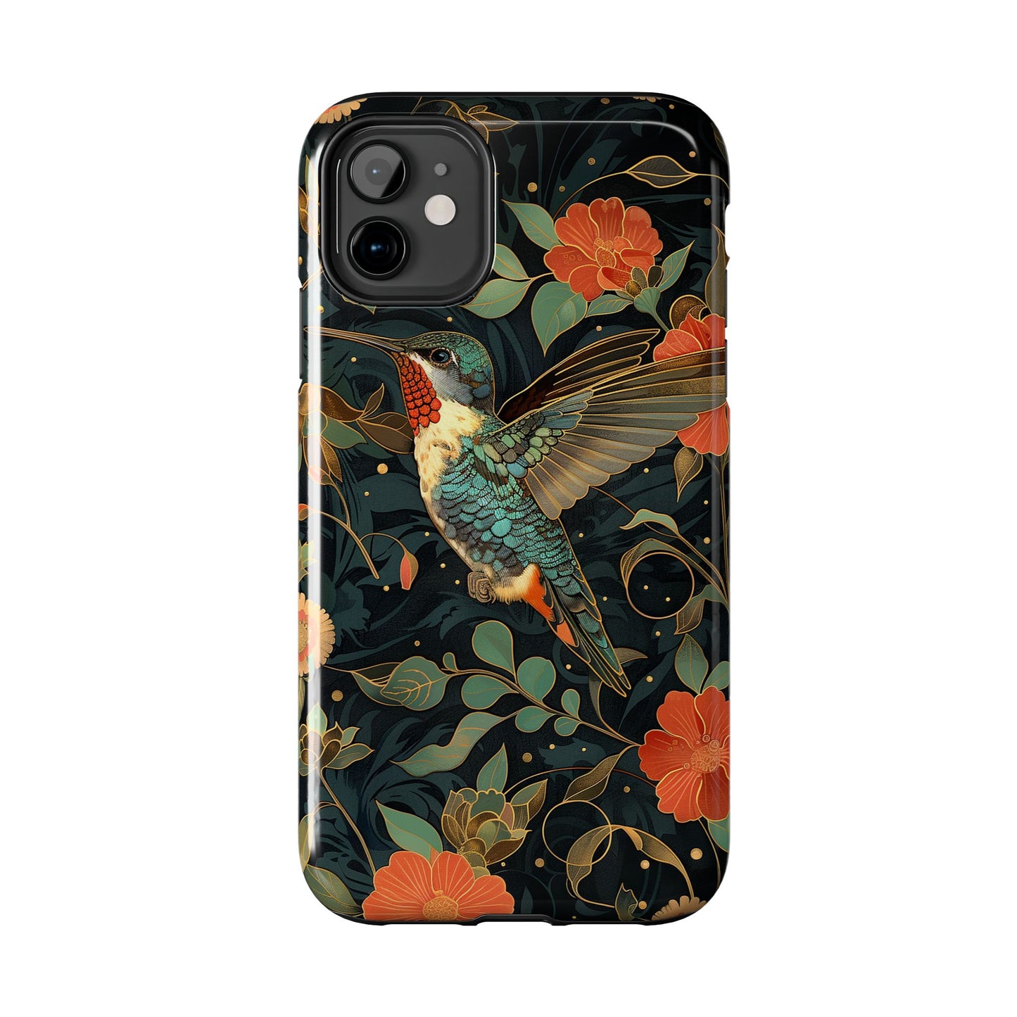 Art Deco Hummingbird Print in The Style of William Morris iPhone Tough Case