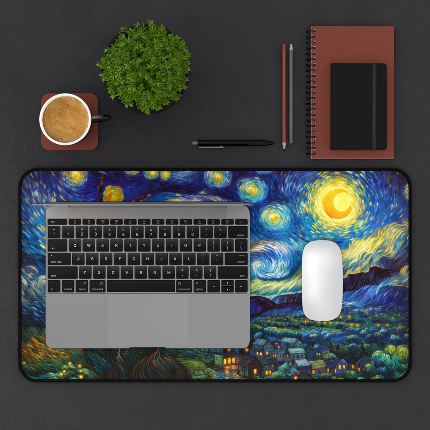The Starry Night Van Gogh , Gaming Desk Mat 2 Sizes | Office Decor GiftDesk Mats