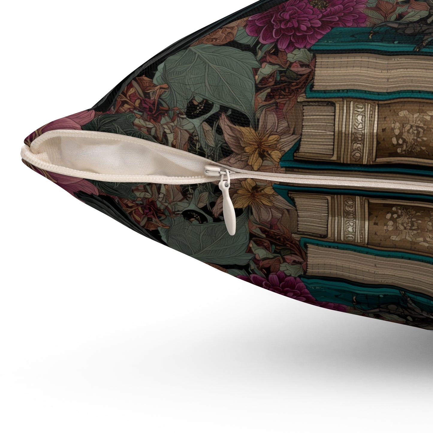 Mystical Raven Gothic Pillow with Floral Castle Art, Spooky Halloween Decor, Dark Academia Throw Pillow