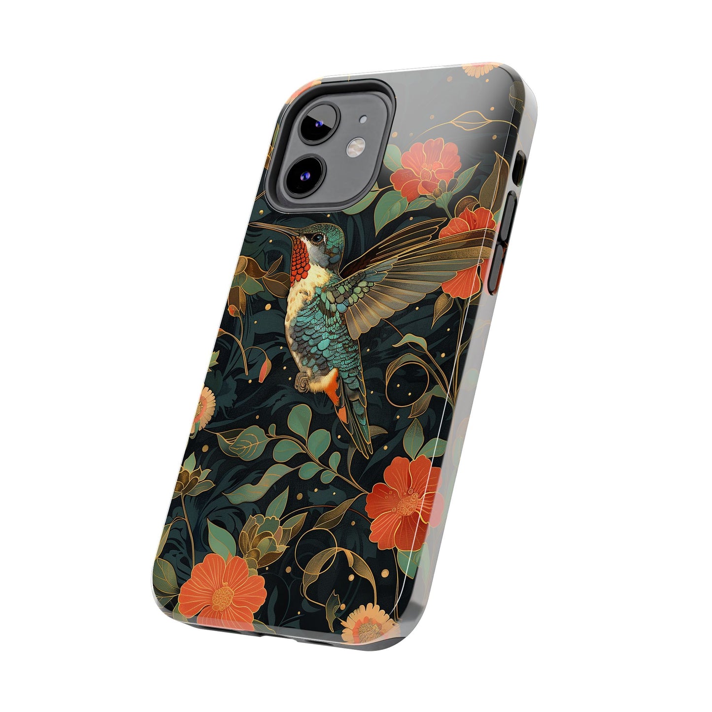 Art Deco Hummingbird Print in The Style of William Morris iPhone Tough Case