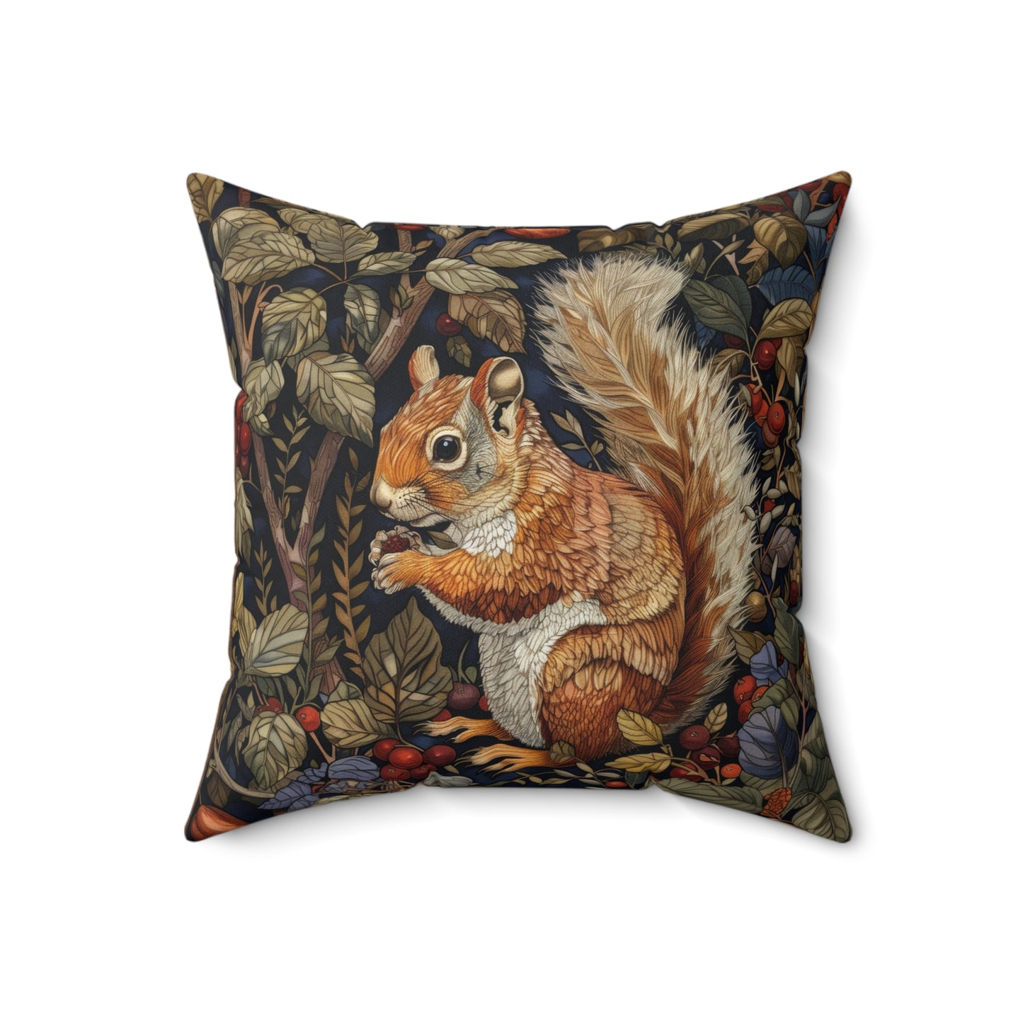 William Morris Inspired Squirrel Berry, Ancient Decorative Pillow