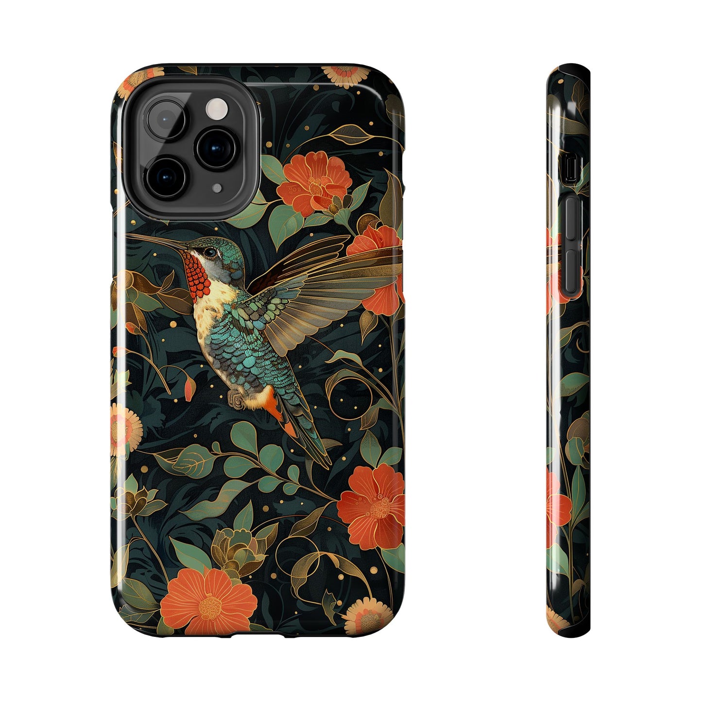 Art Deco Hummingbird Print in The Style of William Morris iPhone Tough Case