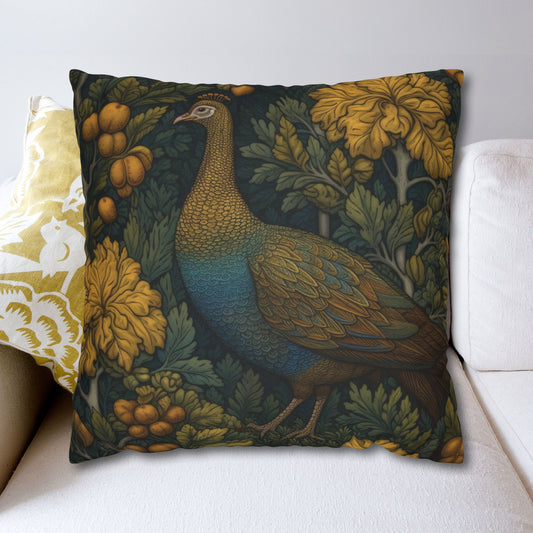 William Morris Inspired Wild Turkey Pillowcase: Botanical Cottagecore Decor