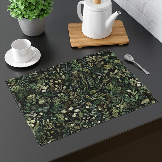 Dark Botanical Print Placemat, Nature Table Cover, Perfect for Home Decor, Kitchen Accessories, Garden Party Decor, Eco-Friendly Dining