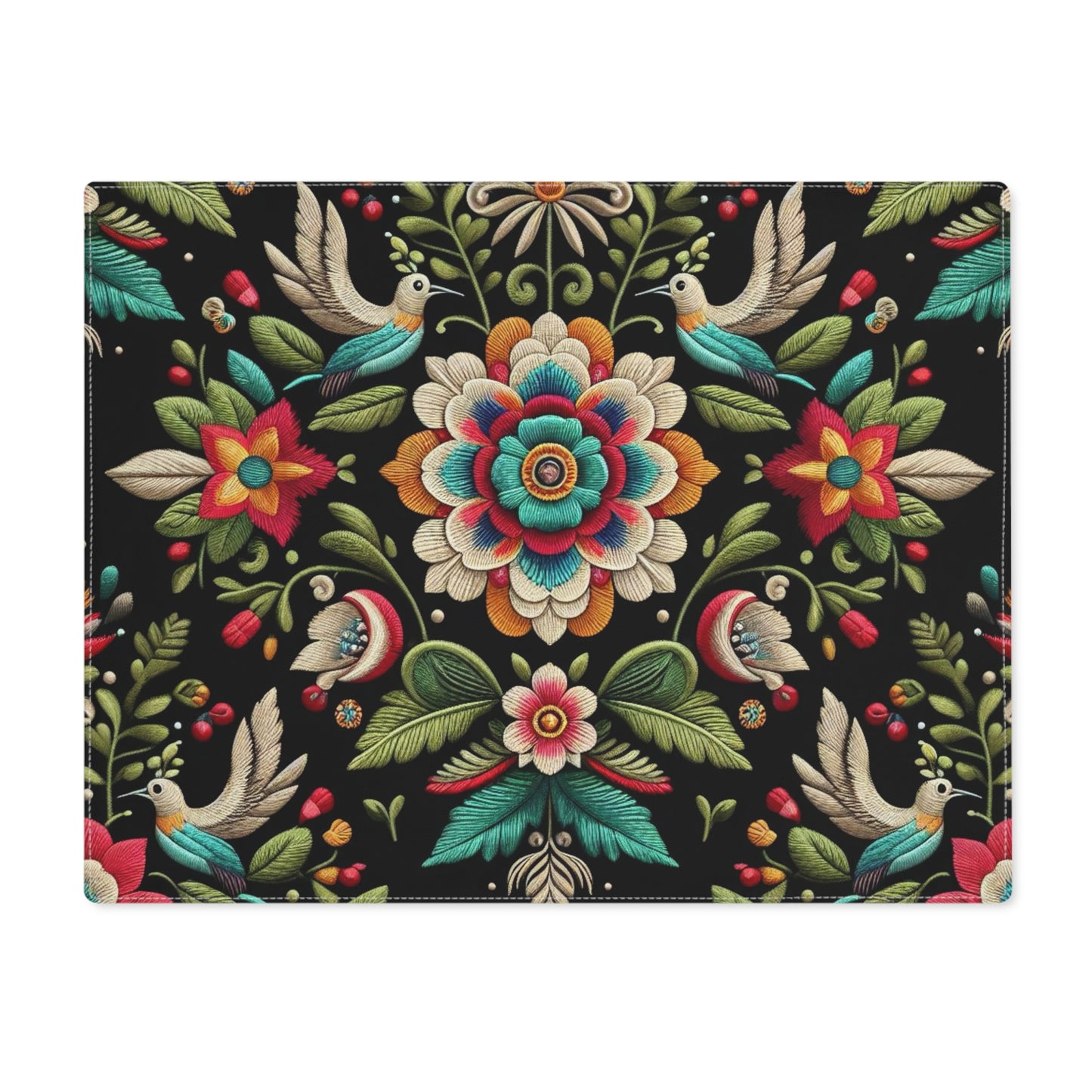 Birds Floral Motif Essence Placemat, Vibrant Table Decor, Nature-Inspired Table Setting, Ideal for Home Dining, Kitchen Vibes