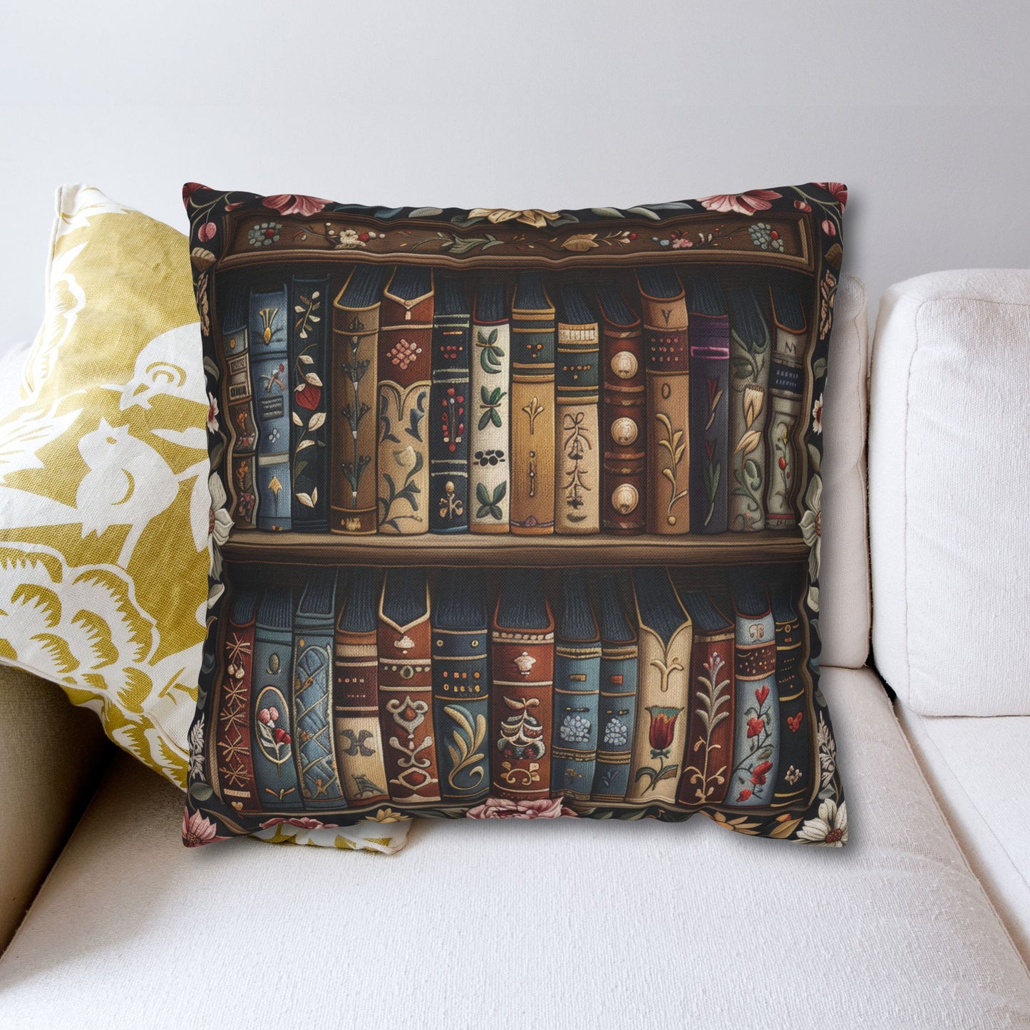 Medieval Vintage Bookshelf William Morris Inspired Pillowcase