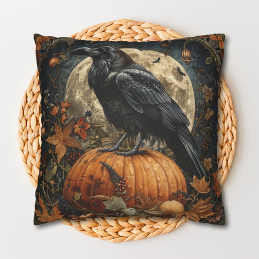 Art Deco Raven Witch Pumpkin Mystical Garden Decorative Pillowcase