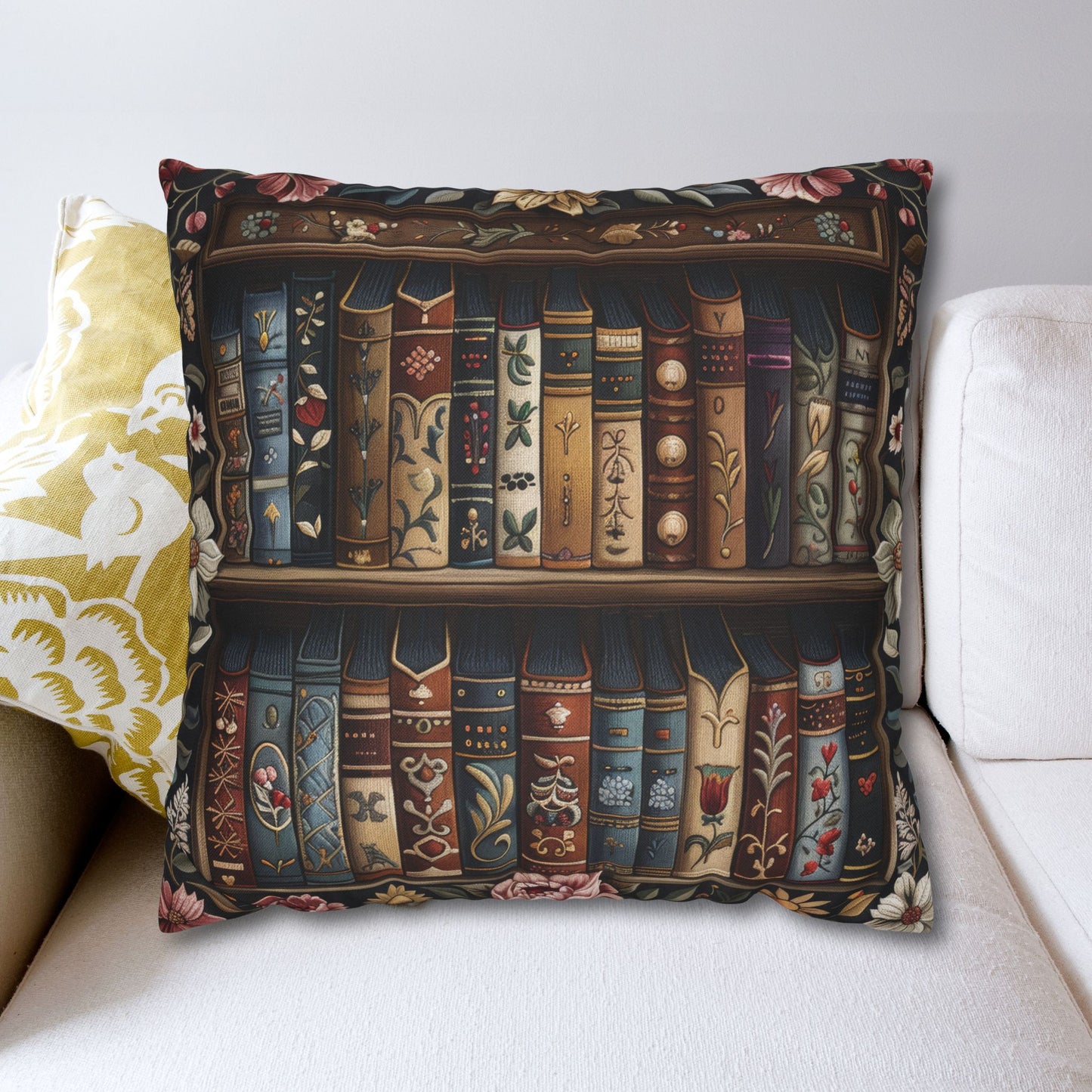 Medieval Vintage Bookshelf William Morris Inspired Pillowcase