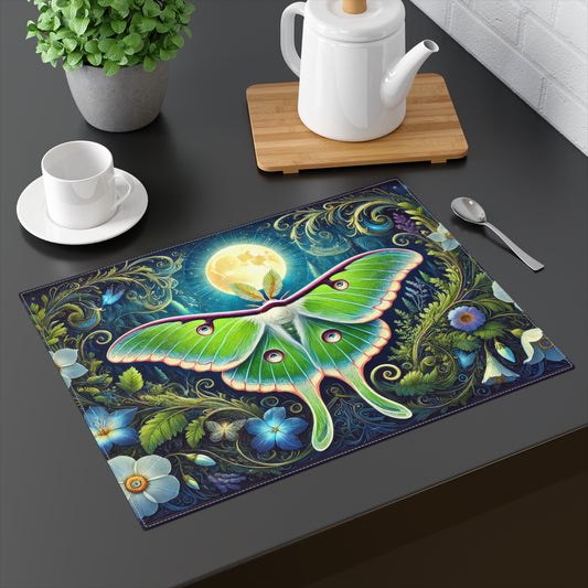 Luna Moth Moon Night Placemat, Nature Inspired Dining Décor, Great for Entertaining, Gift for Nature Lovers, Eco-friendly Table Setting,