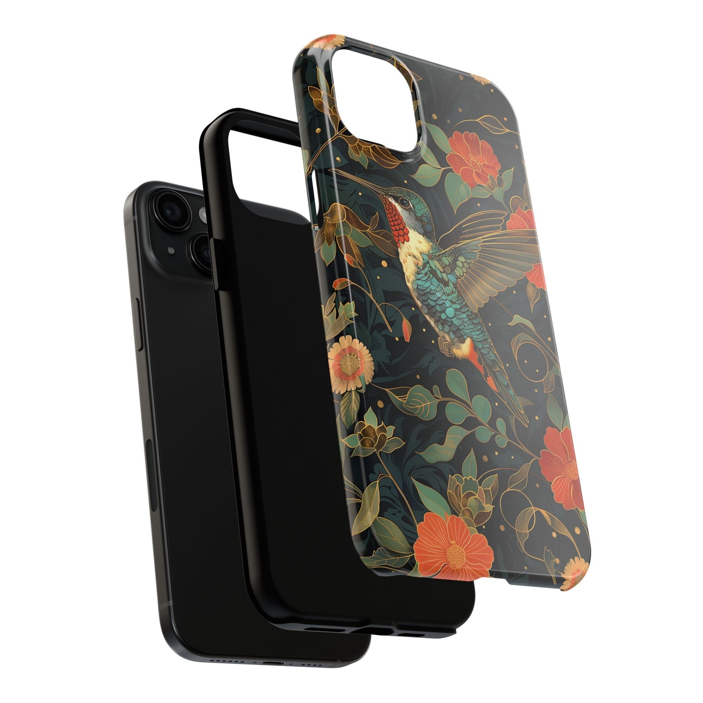 Art Deco Hummingbird Print in The Style of William Morris iPhone Tough Case