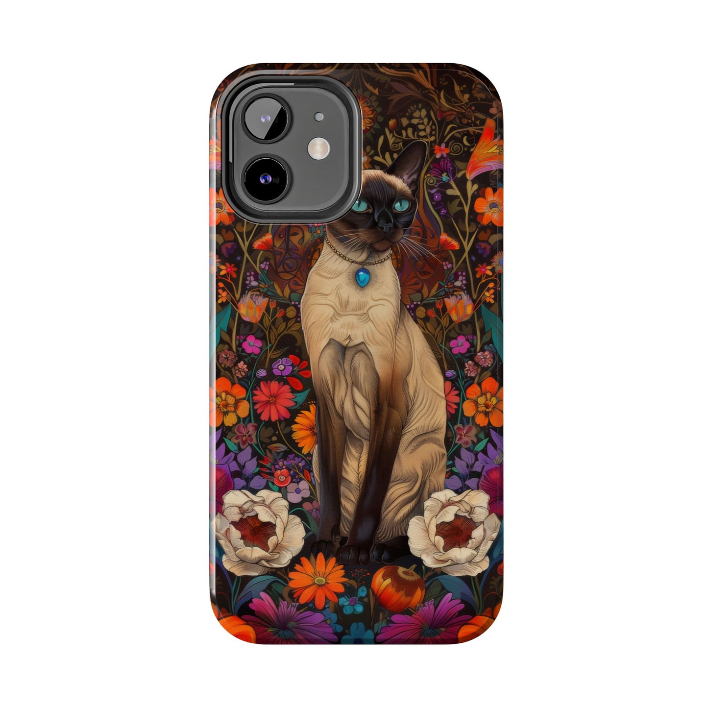 Art Deco Siamese Cat In The Style of William Morris iPhone Tough Case