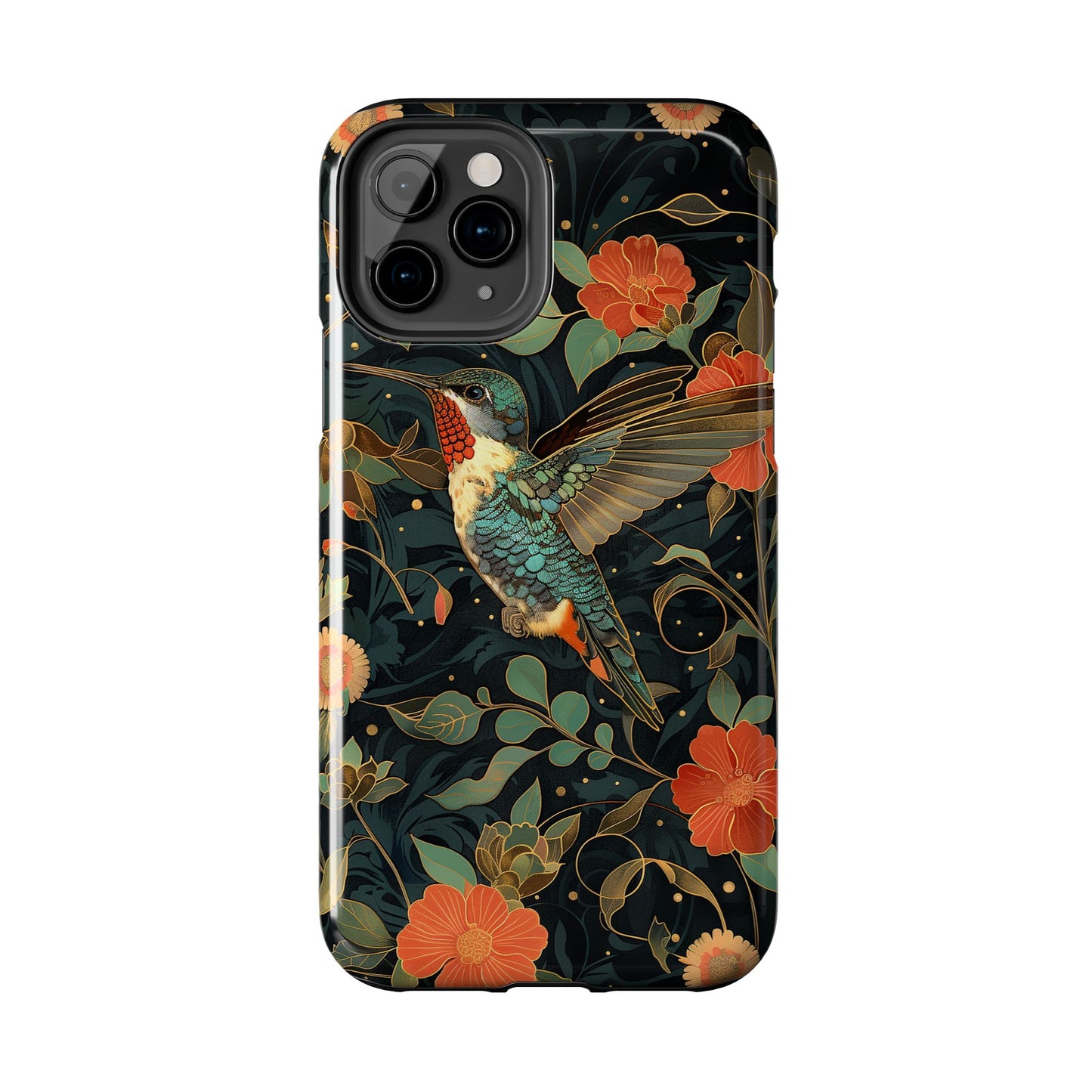 Art Deco Hummingbird Print in The Style of William Morris iPhone Tough Case