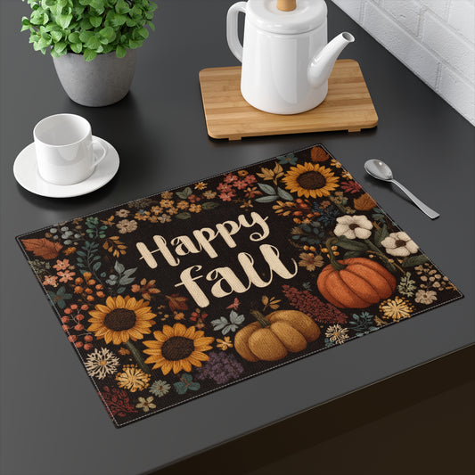 Happy Fall Floral Placemat, Autumn Home Decor, Thanksgiving Table Setting, Seasonal Dining, Boho Style