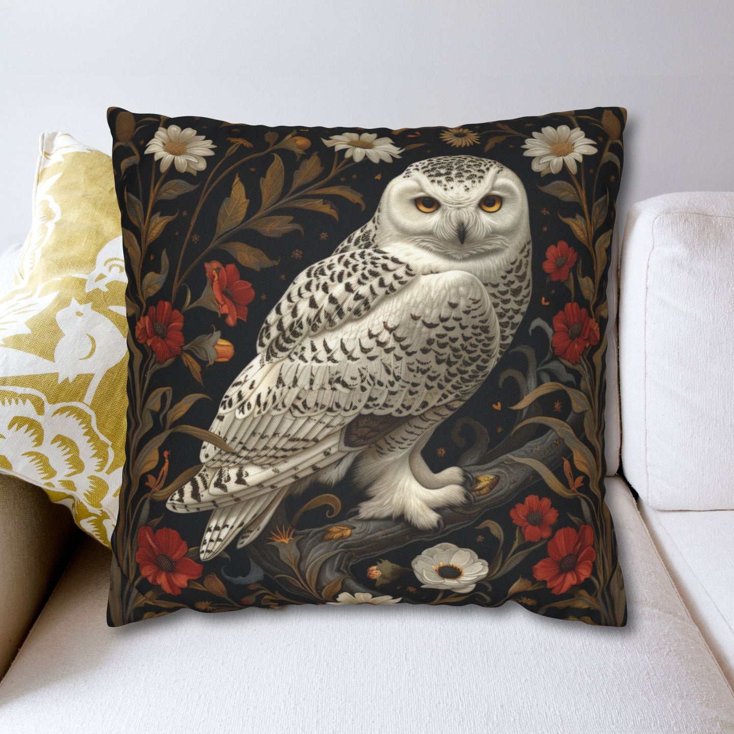 Snow Owl Winter Botanicals Home Decor Pillowcase