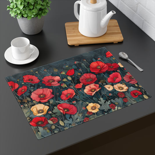 Floral Poppy Placemat, Vibrant Table Decor for Summer Gatherings