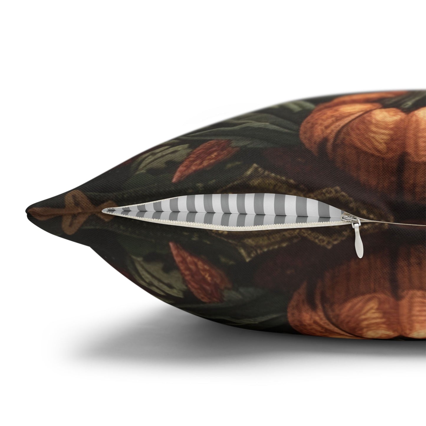 Fox in a Pumpkin Patch William Morris Inspired, Decorative Fall Pillow Decor, Spun Polyester Square Pillowcase