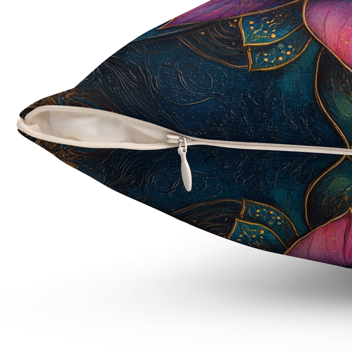 Art Deco Lotus Mandala Decorative Pillow, Lotus Home Decor Pillow