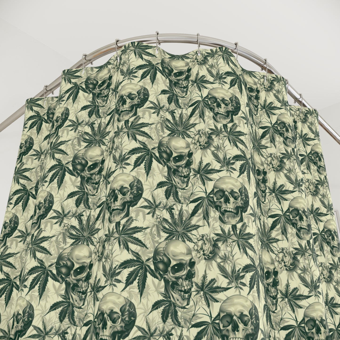 Weed Leaves Skulls Polyester Shower Curtain