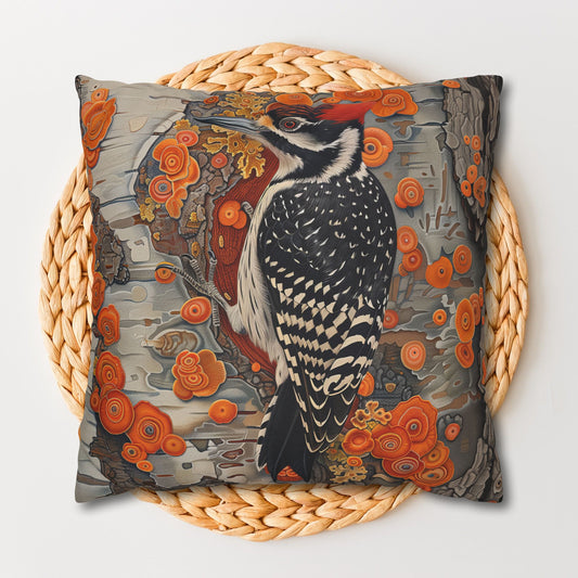 Woodpecker Pillow Cover: Autumn Woodland Decor, Cozy Cabin Accent