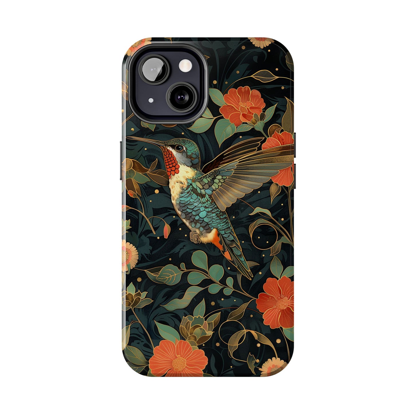 Art Deco Hummingbird Print in The Style of William Morris iPhone Tough Case