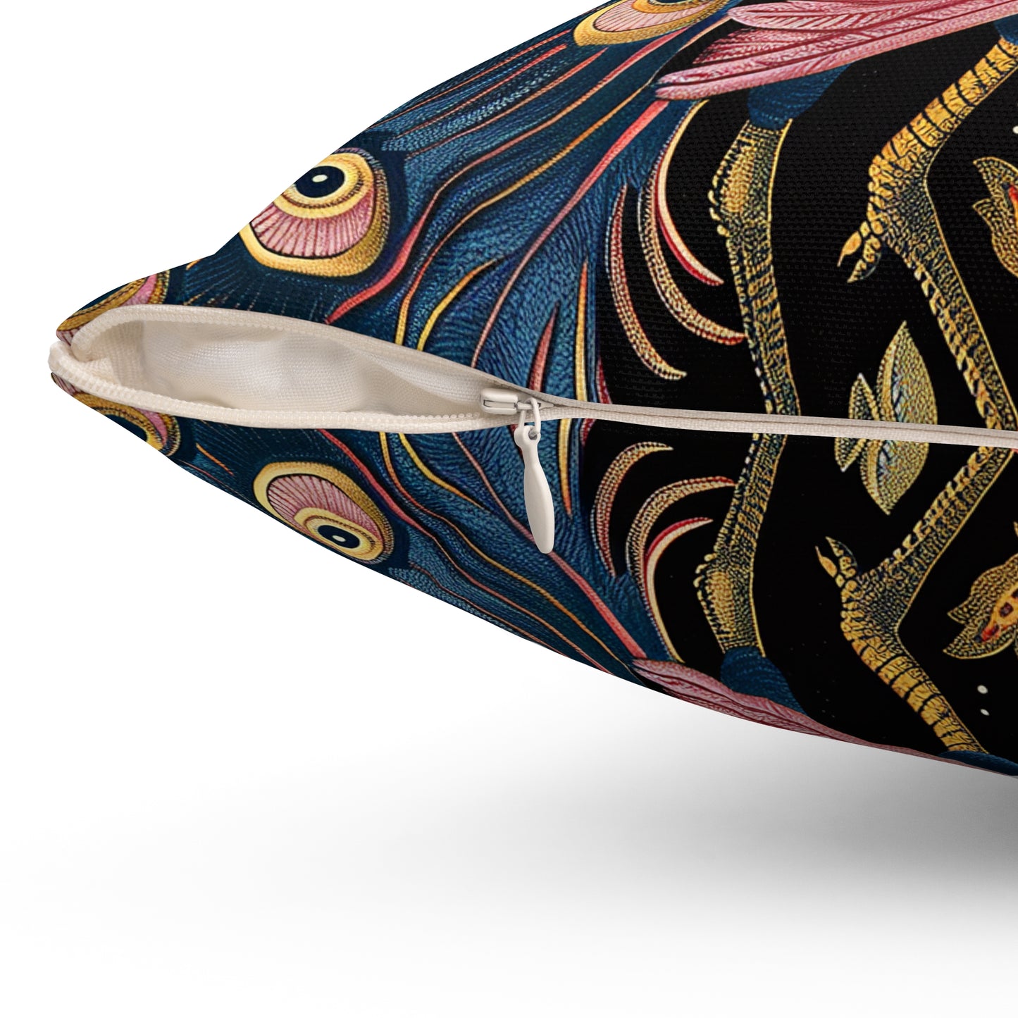 William Morris Inspired Peacock Pillow, Forest Floral Art, Decorative Peacock Spun Polyester Square Pillow