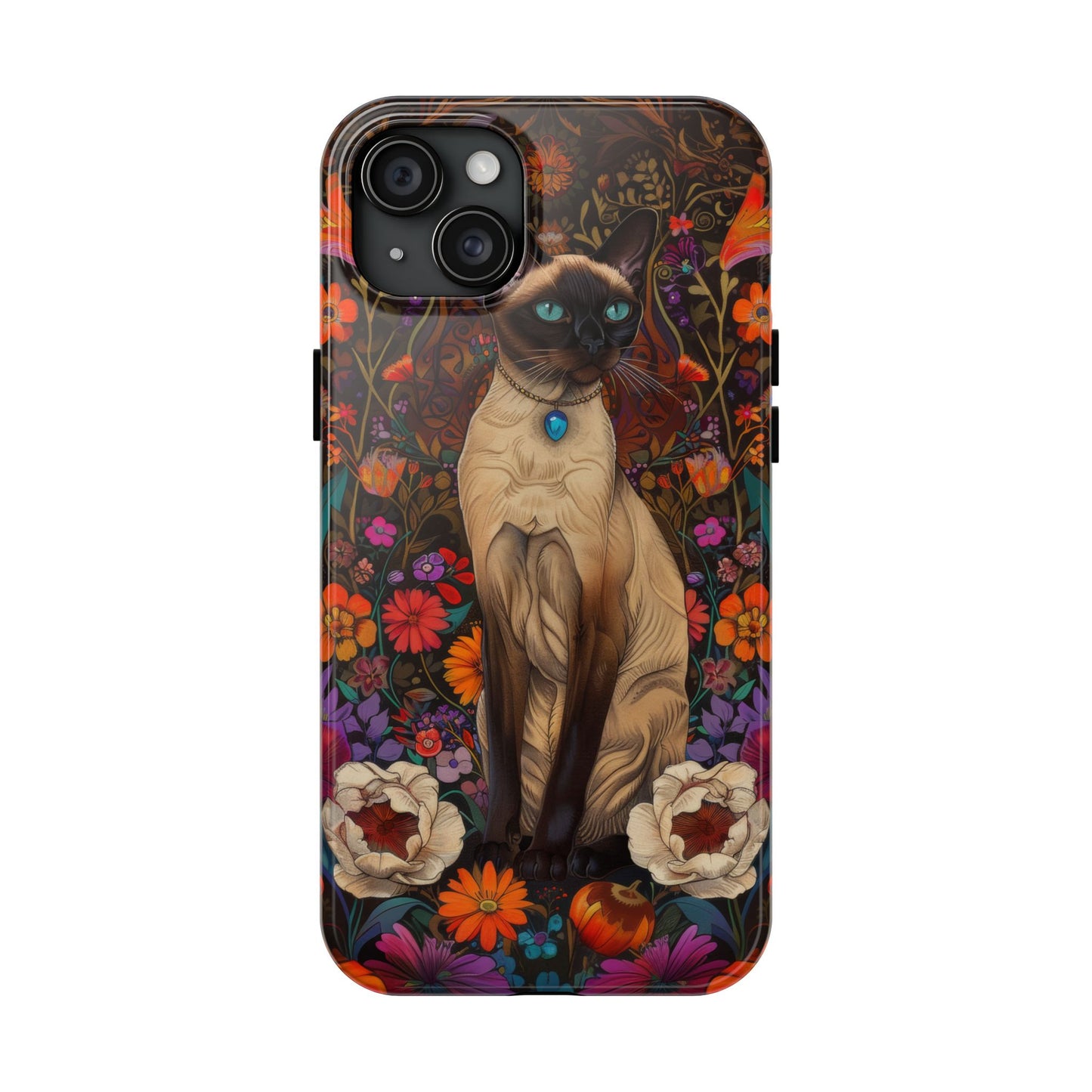 Art Deco Siamese Cat In The Style of William Morris iPhone Tough Case