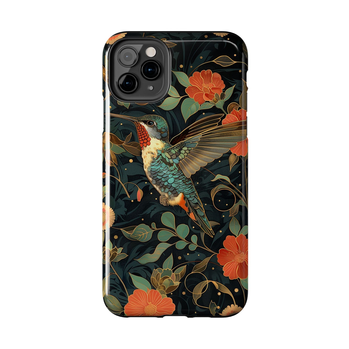 Art Deco Hummingbird Print in The Style of William Morris iPhone Tough Case