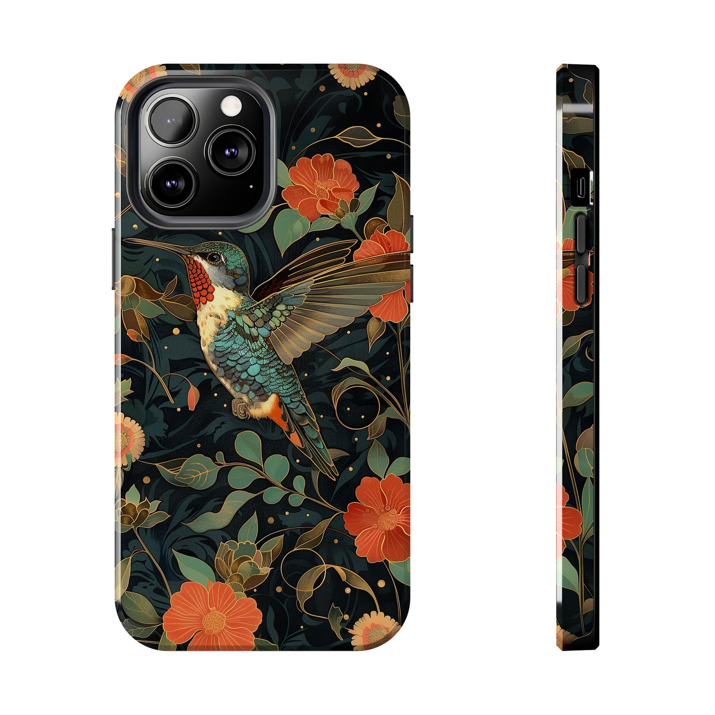 Art Deco Hummingbird Print in The Style of William Morris iPhone Tough Case