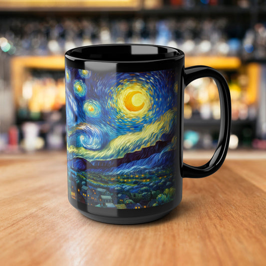 Starry Night Mug, Van Gogh Black Coffee Mug (11 oz, 15 oz) Art Lover Gift, Ceramic Drinkware, Unique Present, Kitchen Decor