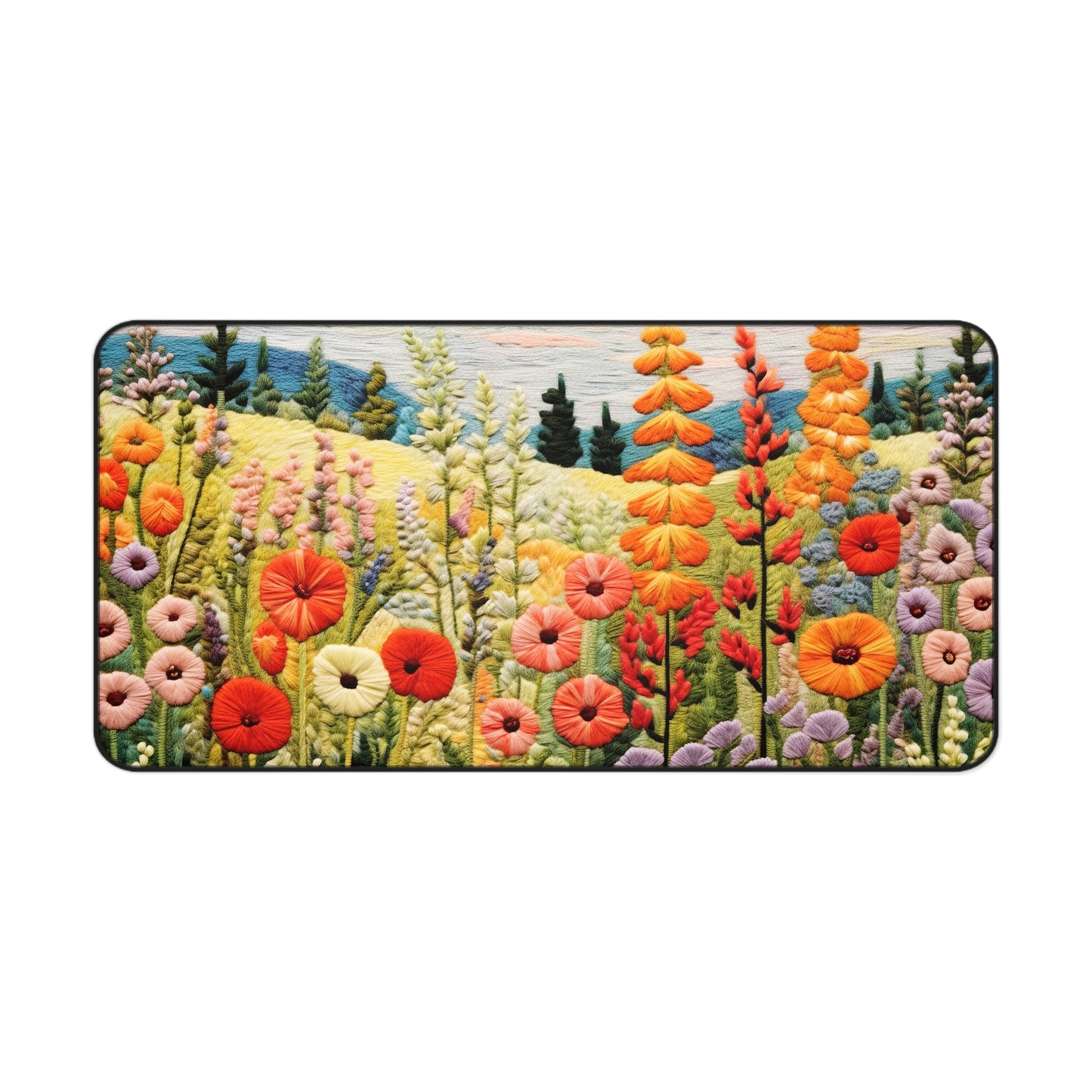 Wildflowers Embroidered Desk Mat | Office Decor GiftDesk Mats