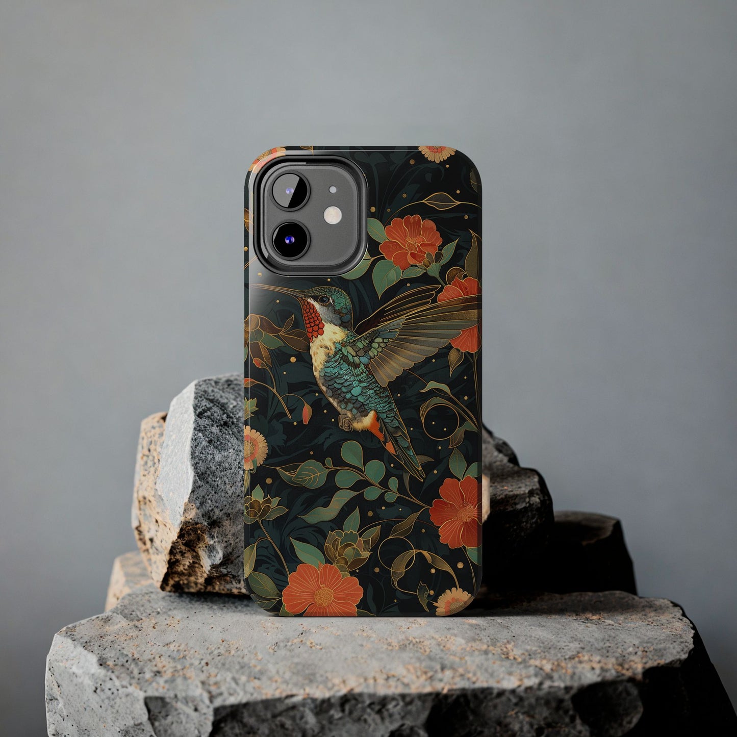 Art Deco Hummingbird Print in The Style of William Morris iPhone Tough Case