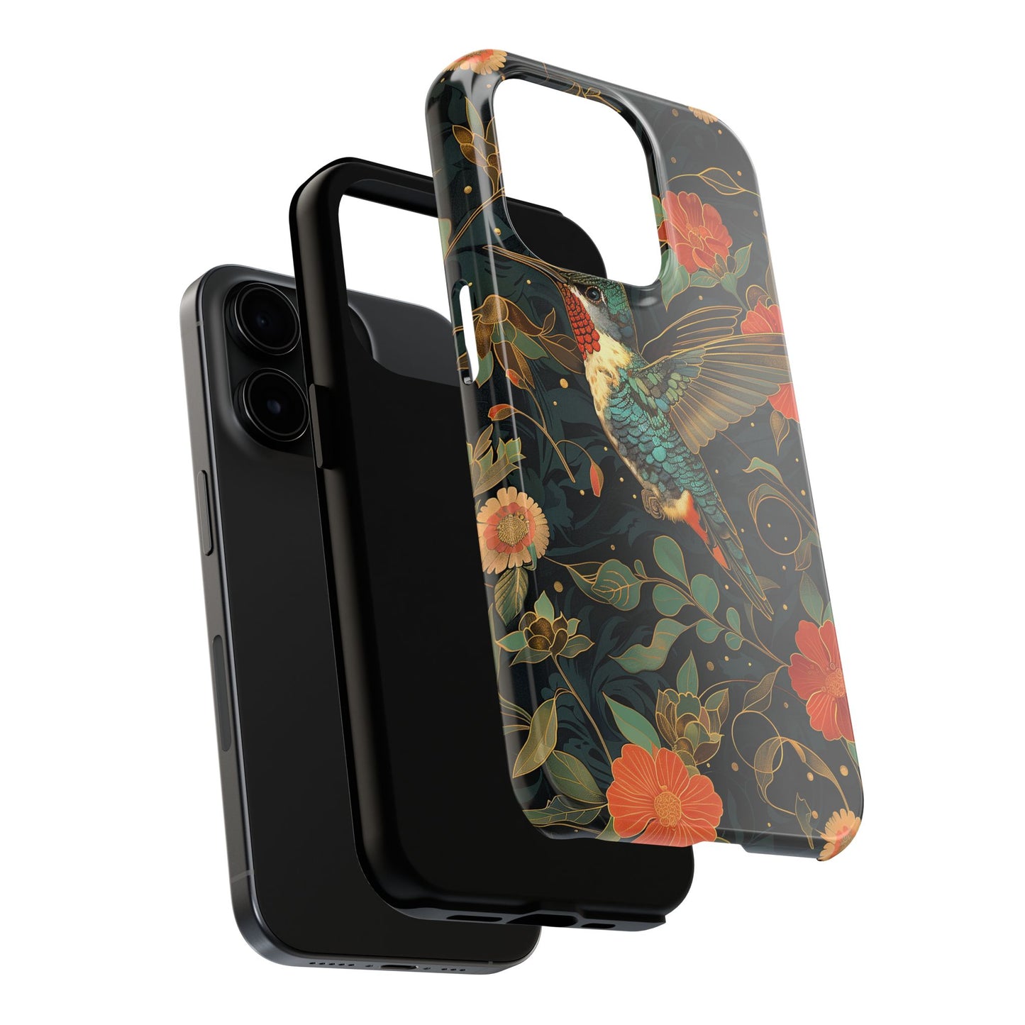 Art Deco Hummingbird Print in The Style of William Morris iPhone Tough Case