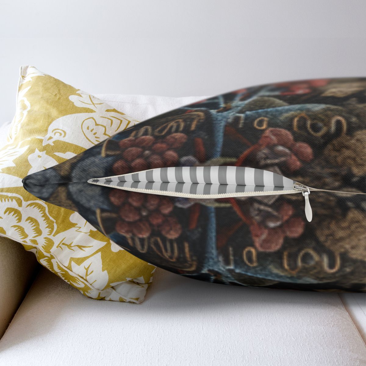 Art Nouveau Elk Frosted Pines Winter Blooms William Morris Inspired Medieval Tapestry Pillow