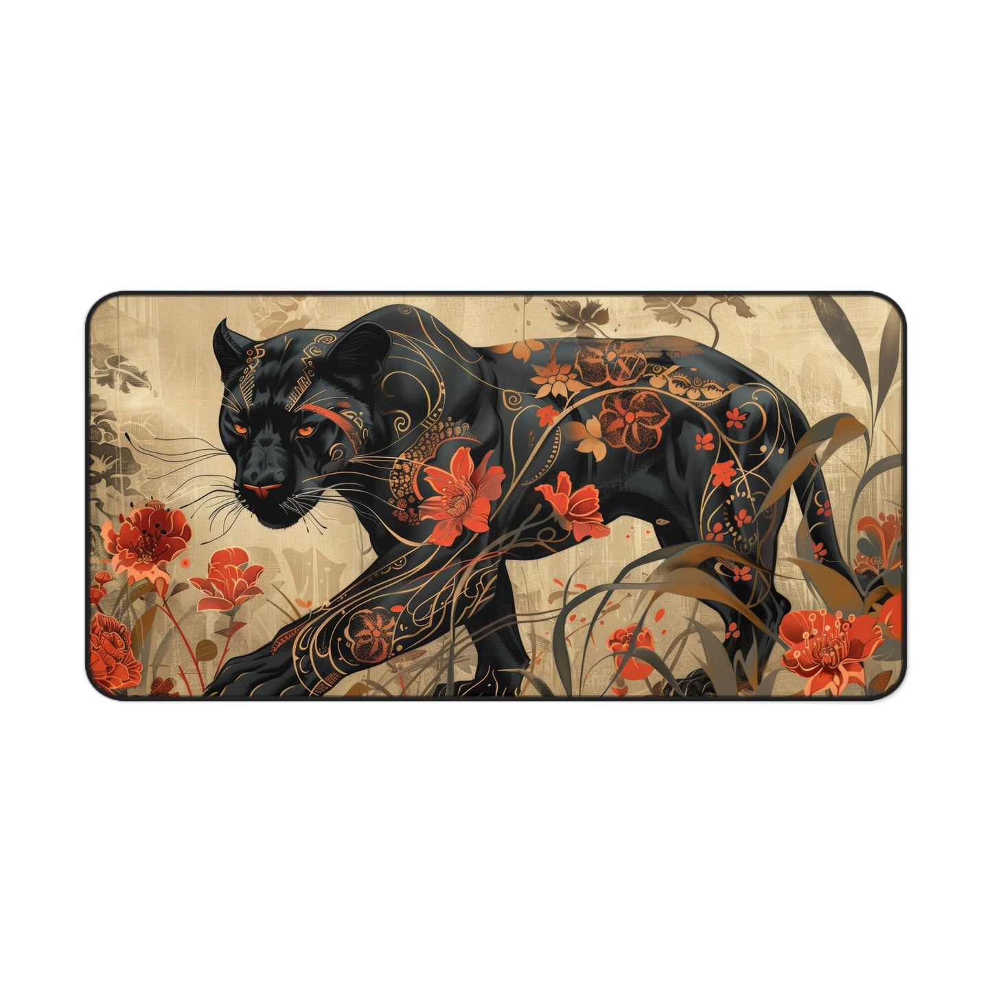 Art Deco Black Panther William Morris Inspired Desk Mat 2 Sizes | Office Decor GiftDesk Mats