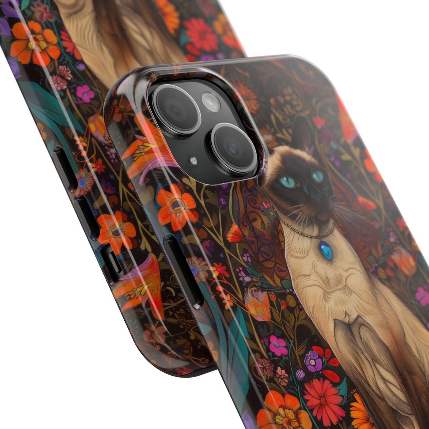 Art Deco Siamese Cat In The Style of William Morris iPhone Tough Case