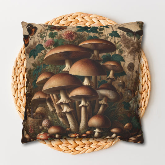 Vintage Wild Mushroom Cottage-core Pillowcase