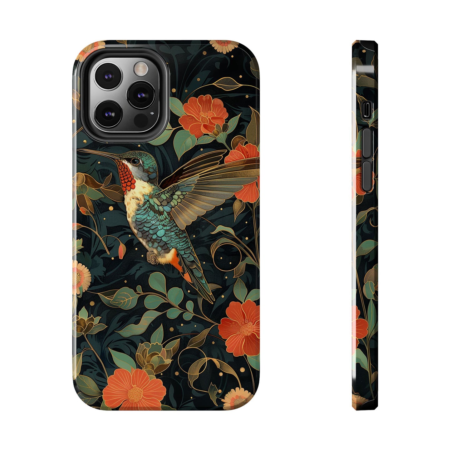 Art Deco Hummingbird Print in The Style of William Morris iPhone Tough Case