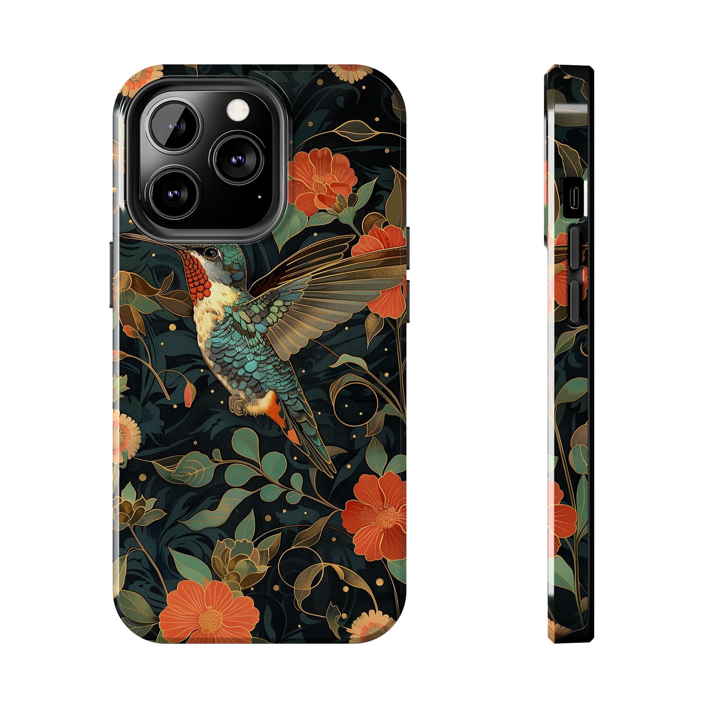 Art Deco Hummingbird Print in The Style of William Morris iPhone Tough Case