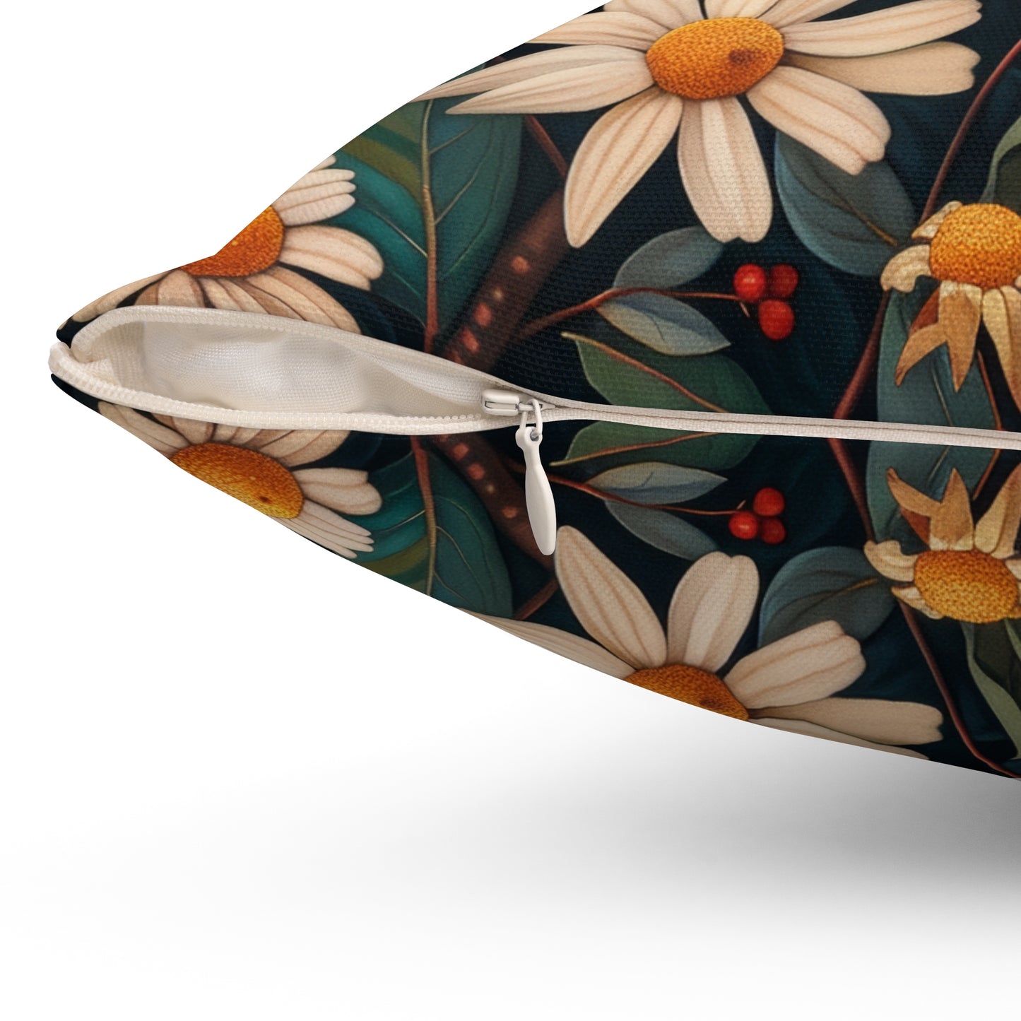 William Morris Inspired Botanical Red Cardinal Pillow, Bird Decorative Home Decor