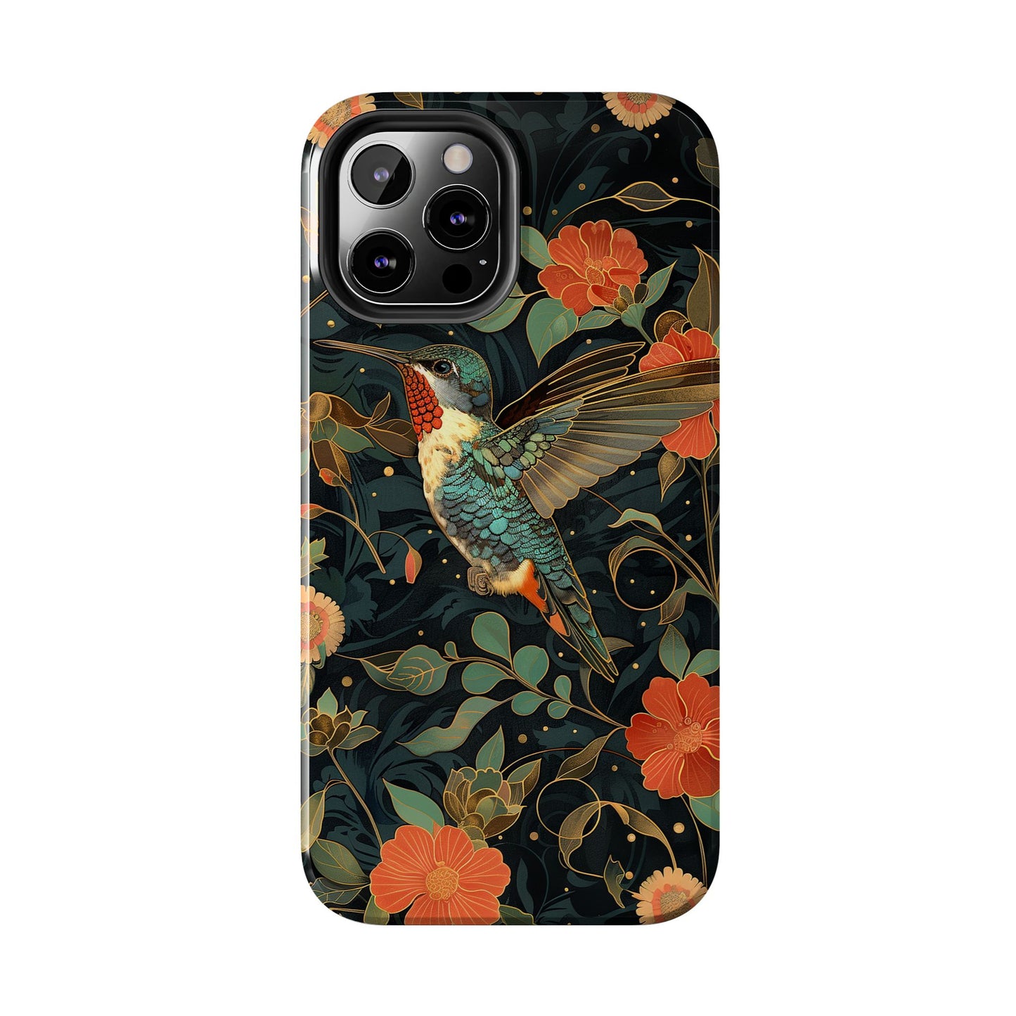 Art Deco Hummingbird Print in The Style of William Morris iPhone Tough Case